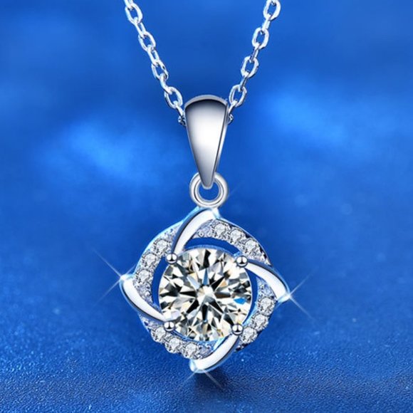 Certified 1ct. t.w. Diamond Moissanite Windmill Necklace NEW - Picture 1 of 8